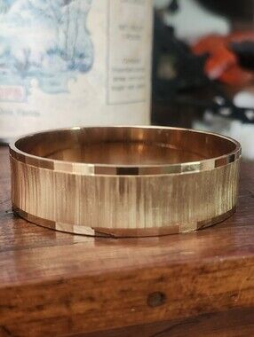 Wide Gold Tone Engraved Bangle Bracelet